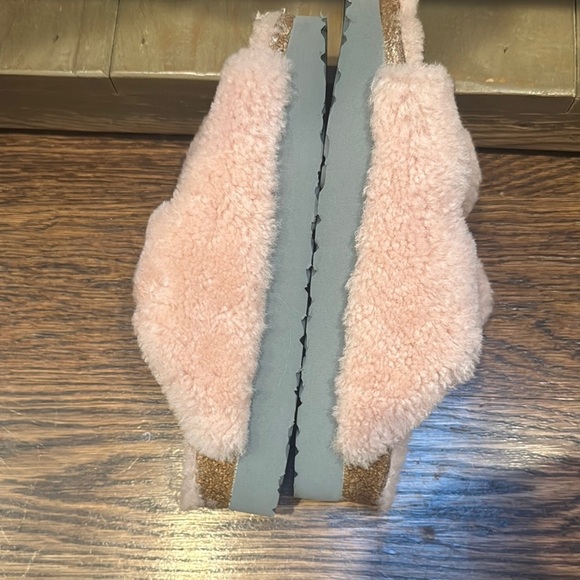 Papillio by Birkenstock Arizona Big Buckle Shearling Teddy Sandals Crystal Rose - Picture 3 of 9